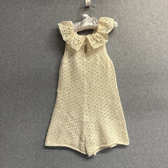 Zara Kids Girl Eyelet Knit Romper Cream Size 3 - 4 NEW NWT - Picture 4 of 6